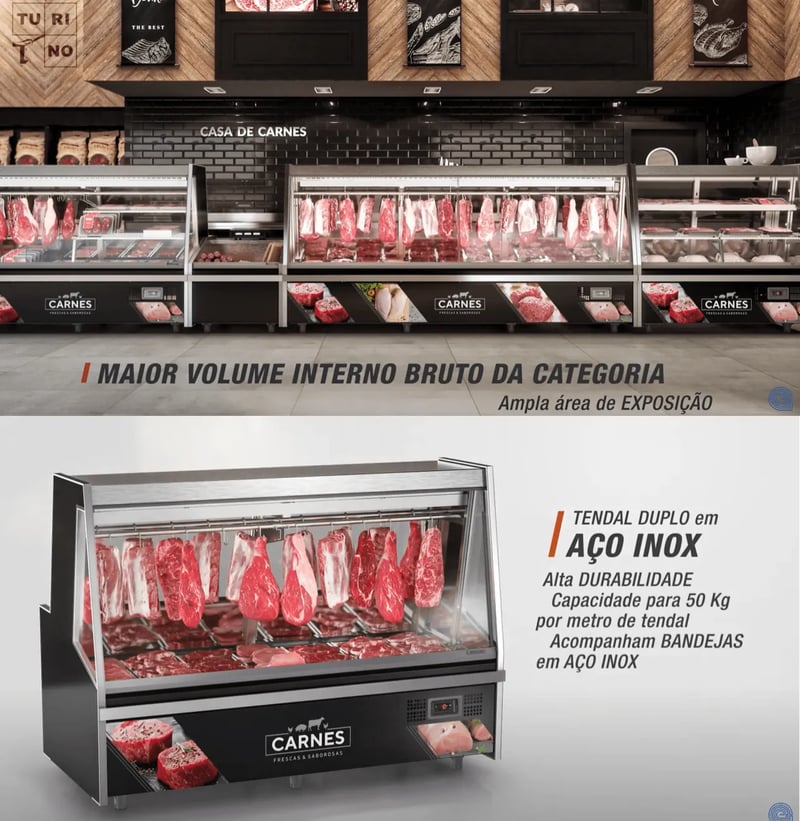 BALCÃO DE AÇOUGUE TURINO PREMIUM GELOPAR GATP-300A/PR SEM DEPÓSITO
