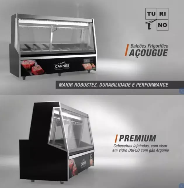 BALCÃO DE AÇOUGUE TURINO PREMIUM GELOPAR GATP-300AD/PR COM DEPÓSITO