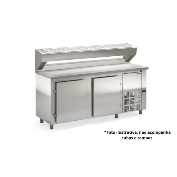 BALCÃO REFRIGERADO CONDIMENTADOR PARA 11 CUBAS GELOPAR GBPZ-200