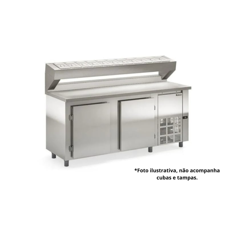 BALCÃO REFRIGERADO CONDIMENTADOR PARA 11 CUBAS GELOPAR GBPZ-200