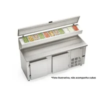 BALCÃO REFRIGERADO CONDIMENTADOR PARA 11 CUBAS GELOPAR GBPZ-190T COM TAMPO