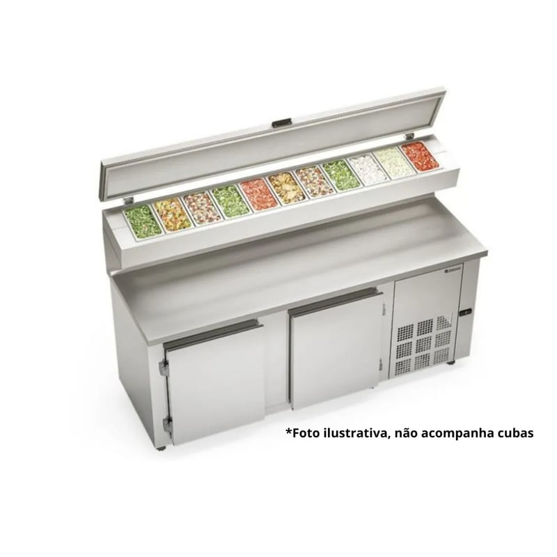 BALCÃO REFRIGERADO CONDIMENTADOR PARA 11 CUBAS GELOPAR GBPZ-190T COM TAMPO