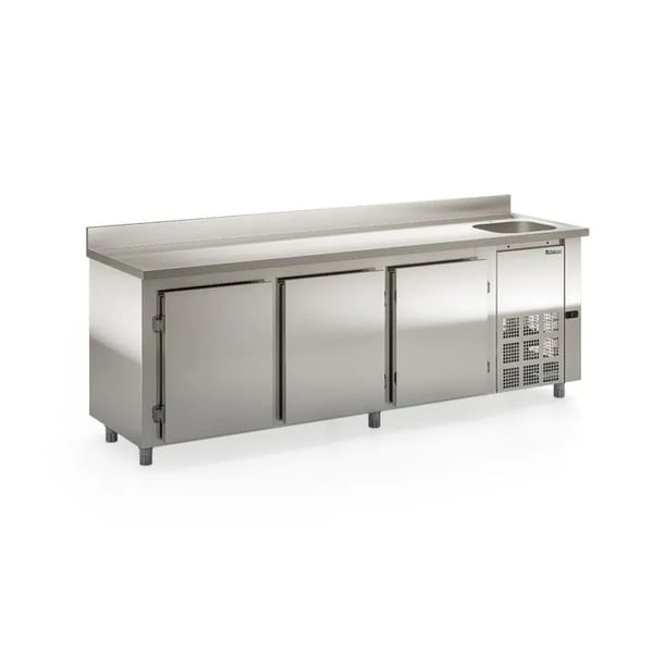 BALCÃO REFRIGERADO DE ENCOSTO COM CUBA LADO DIREITO GELOPAR GBFE-250CD/AI