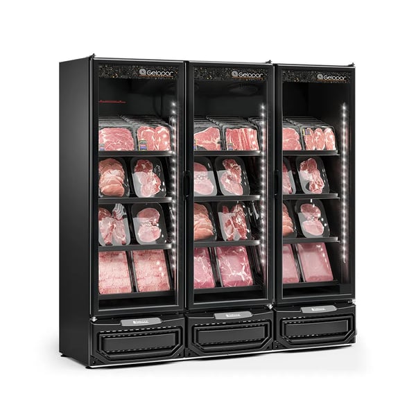 REFRIGERADOR CONVENIÊNCIA CERVEJA E CARNE GELOPAR 1.468 L PORTA DE VIDRO GCBC - 1450 LB PR