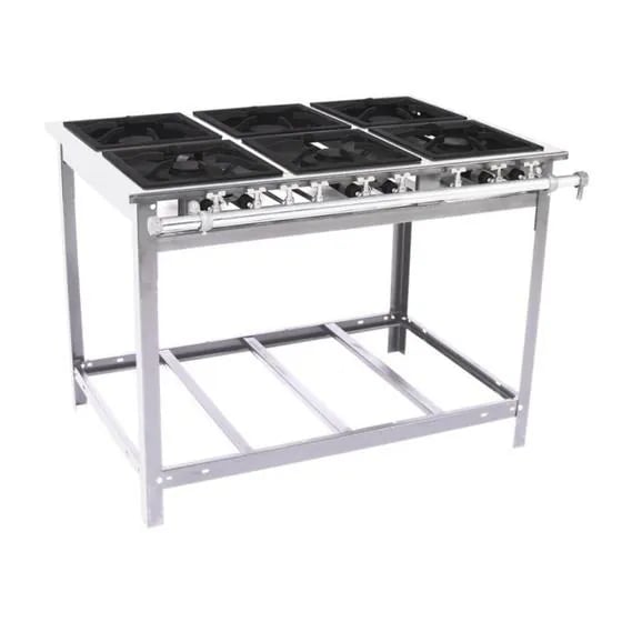 VENÂNCIO FOGÃO INDUSTRIAL EI6D3 EXTRA INOX 30X30 6 BOCAS (3 SIMPLES + 3 DUPLAS) BAIXA PRESSÃO