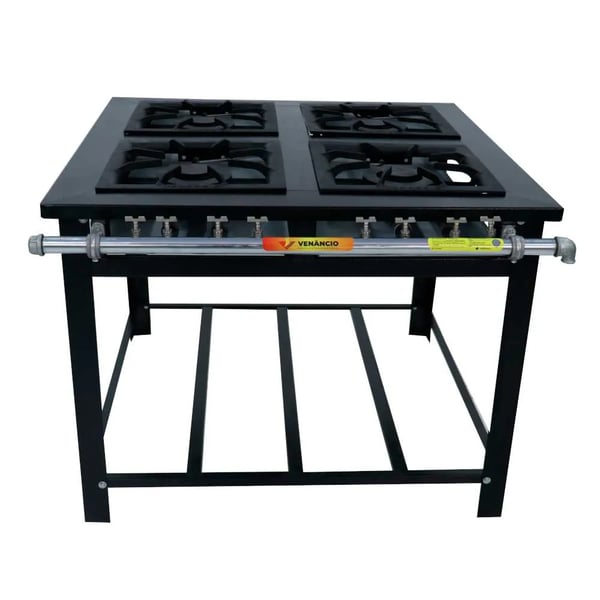 VENÂNCIO FOGÃO INDUSTRIAL M4D4-FOG MAXI 40X40 4 BOCAS DUPLAS BAIXA PRESSÃO