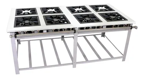 VENÂNCIO FOGÃO INDUSTRIAL MI8 MAXI INOX 40X40 8 BOCAS DUPLAS BAIXA PRESSÃO