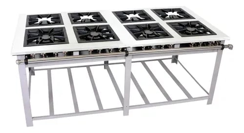 VENÂNCIO FOGÃO INDUSTRIAL MI8 MAXI INOX 40X40 8 BOCAS DUPLAS BAIXA PRESSÃO
